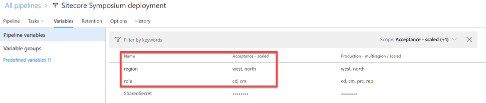 Variables in Azure DevOps release pipeline