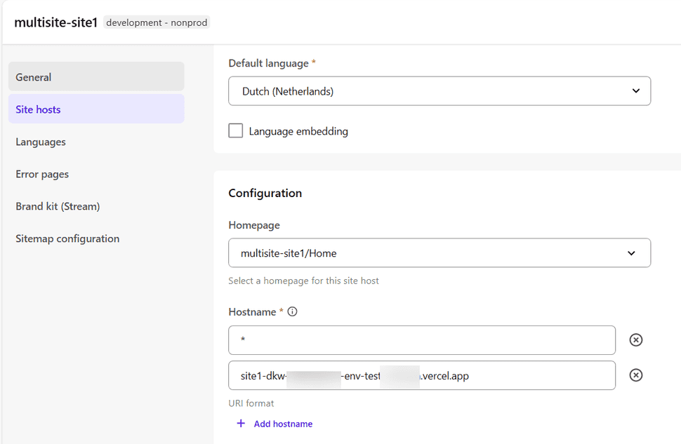 site host configuration